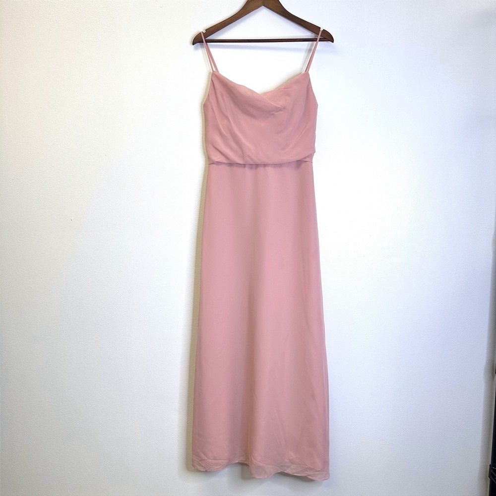 Revelry Skye Chiffon Side‎ Split Dress Blush Rosette Pink Size 6